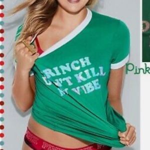 Victoria’s Secret Pink “Grinch Don’t Kill My Vibe” Christmas Shirt